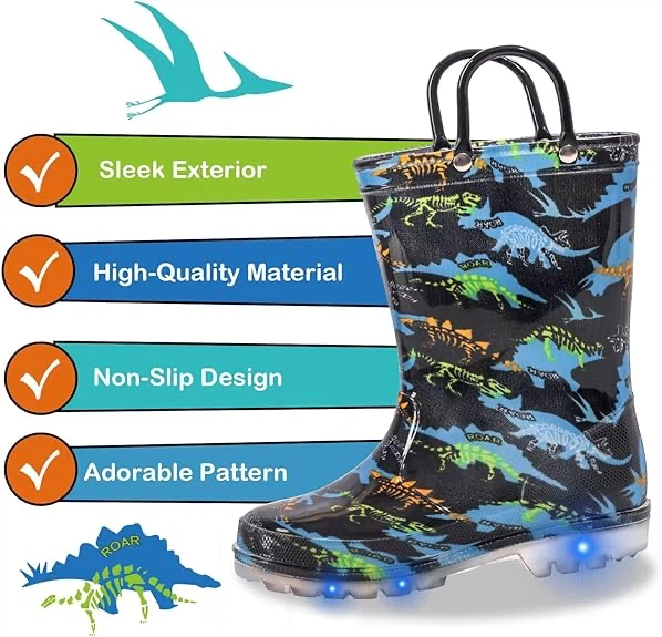 Kids Dinosaur Light-Up Rain Boots - photo 2