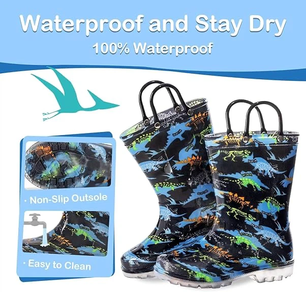 Kids Dinosaur Light-Up Rain Boots - photo 4