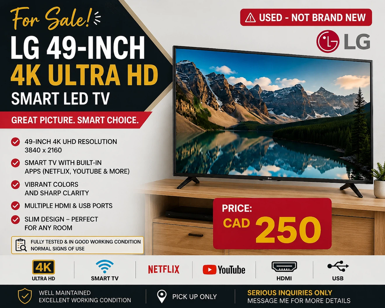 LG 49-inch 4K UHD Smart LED TV