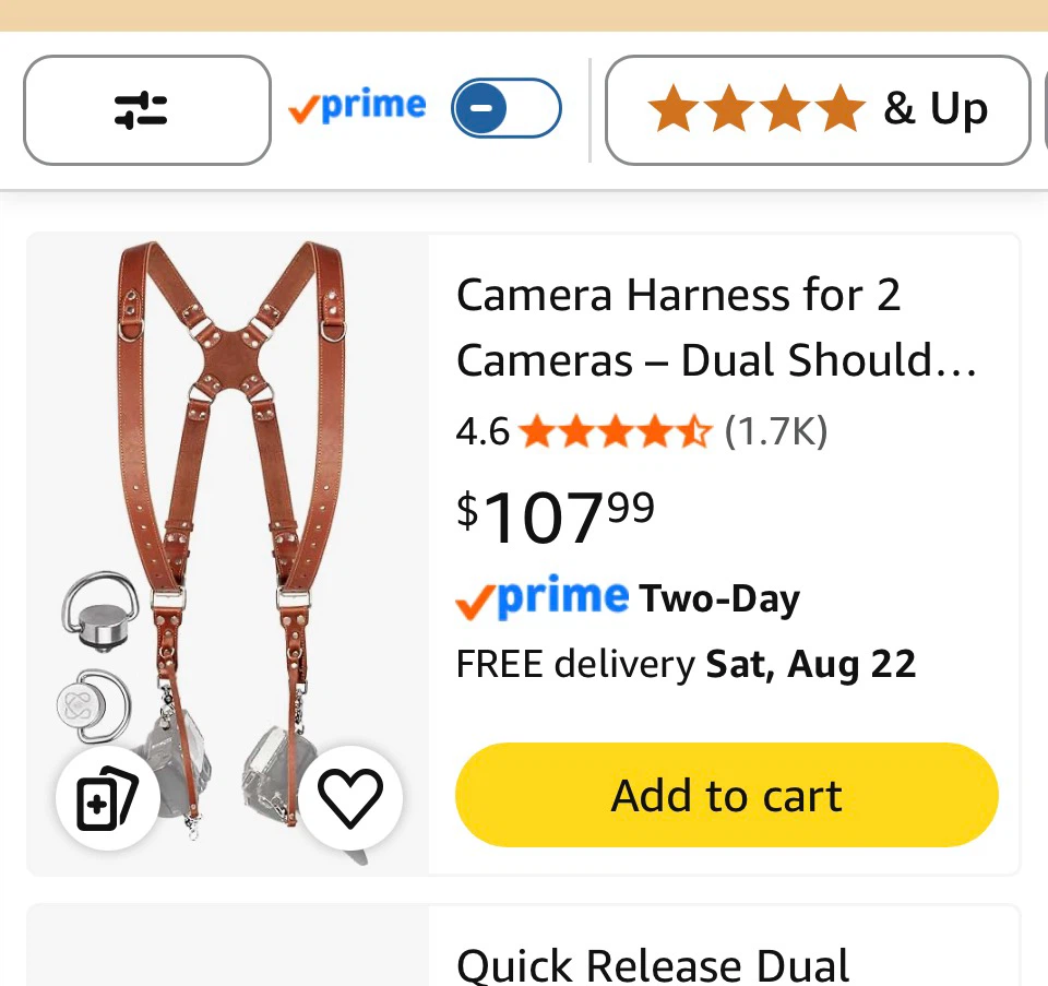 C Coiro Leather Camera Harness for 2 Cameras