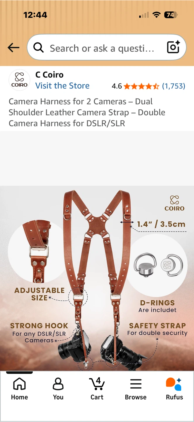 C Coiro Leather Camera Harness for 2 Cameras - photo 3