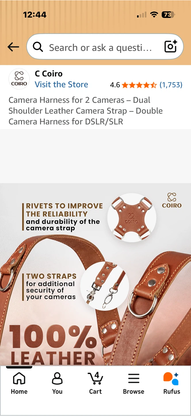 C Coiro Leather Camera Harness for 2 Cameras - photo 4