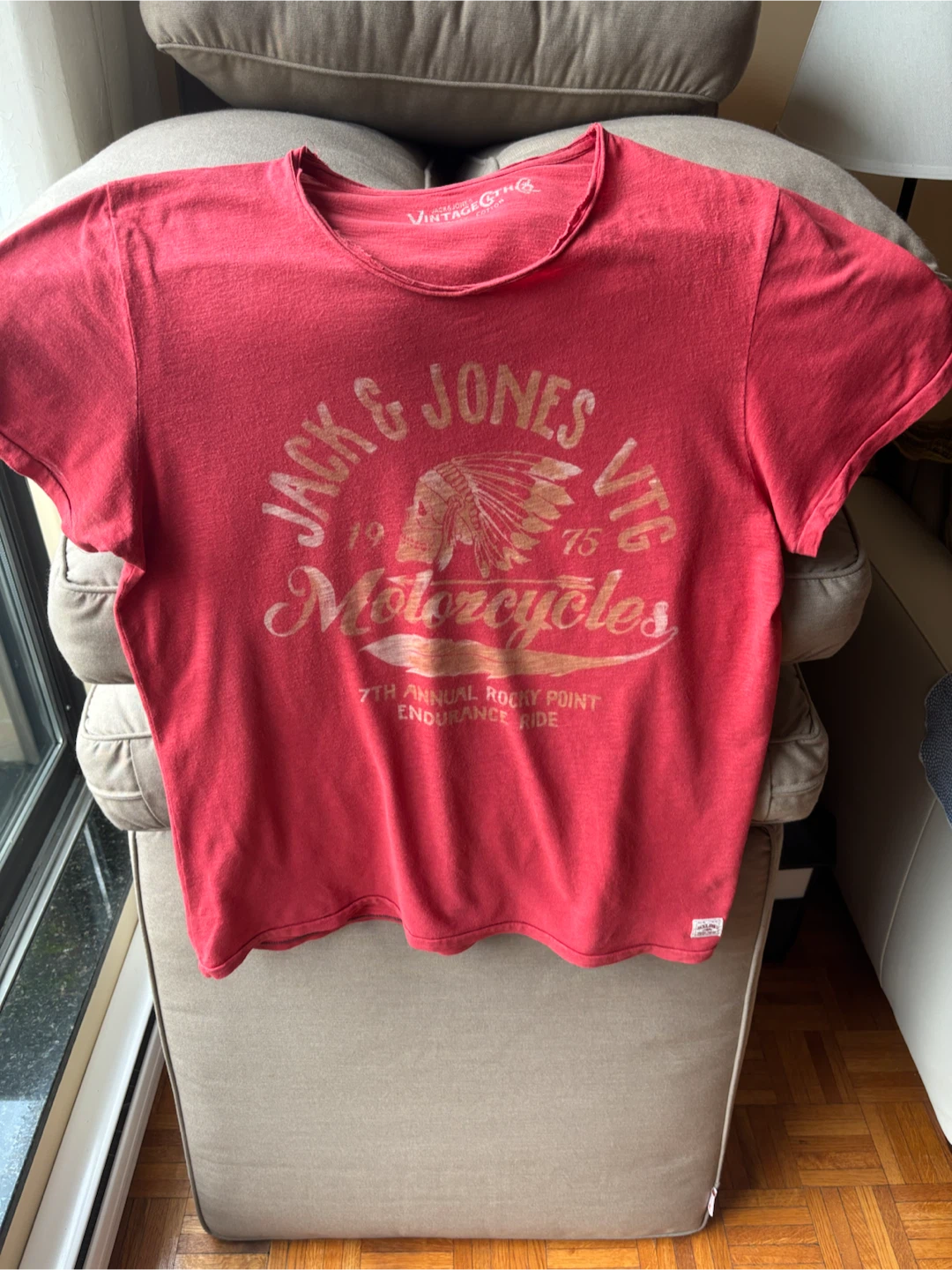 Jack & Jones distressed red vintage Red T-Shirt size L