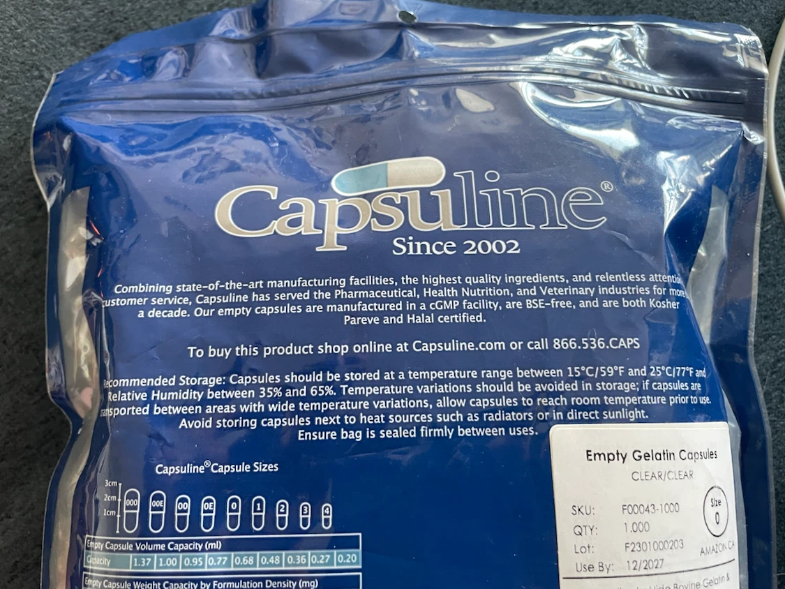 Capsuline Empty Gelatin Capsules Size 0 - photo 2