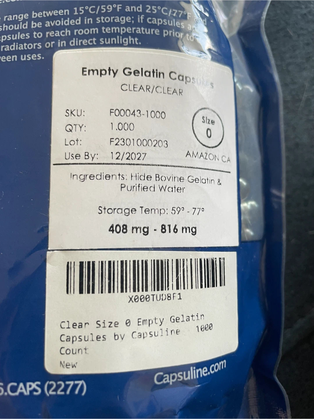 Capsuline Empty Gelatin Capsules Size 0 - photo 3