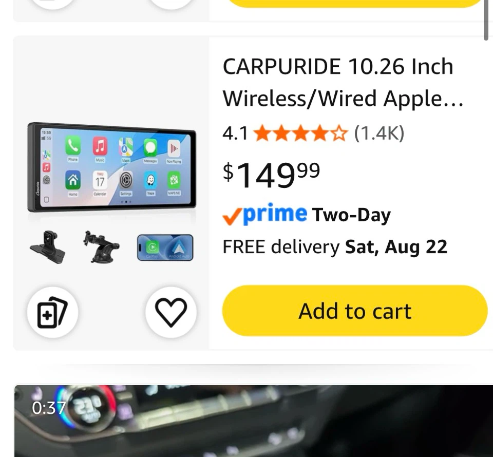 CARPURIDE 10.26 Inch Wireless/Wired Apple CarPlay Android Auto
