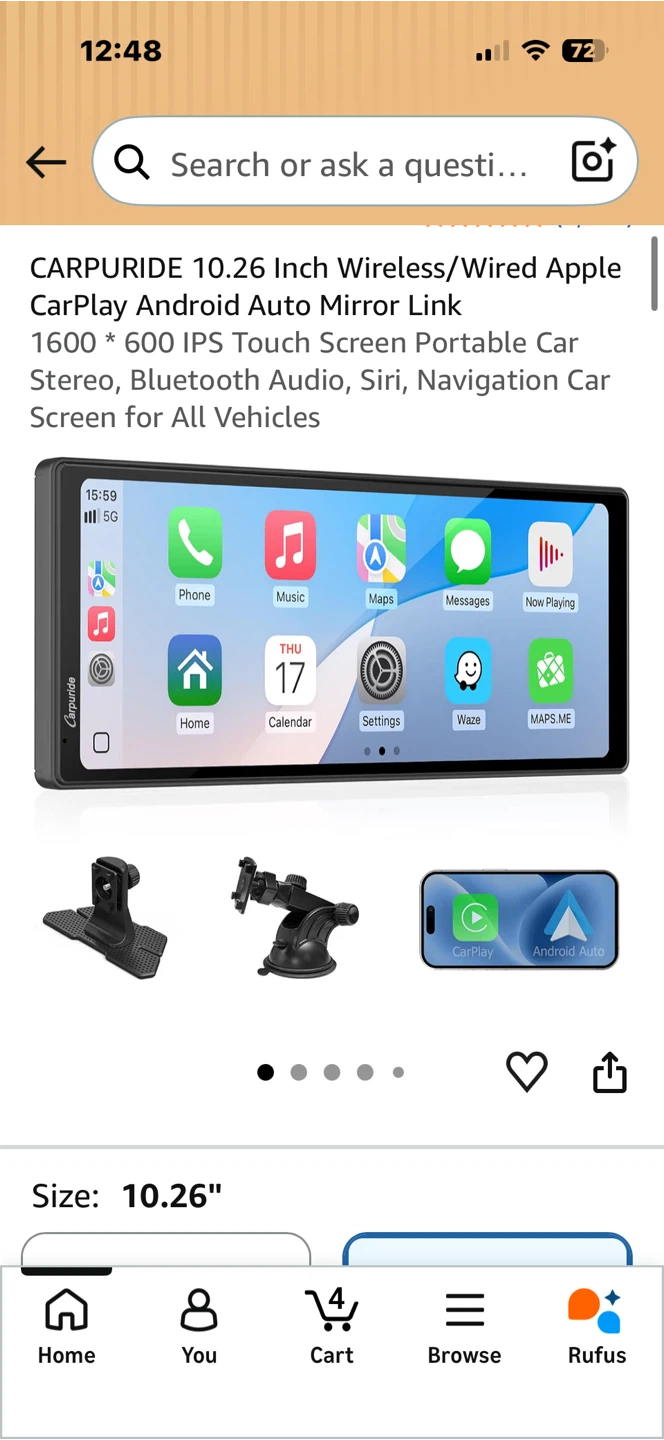 CARPURIDE 10.26 Inch Wireless/Wired Apple CarPlay Android Auto - photo 2