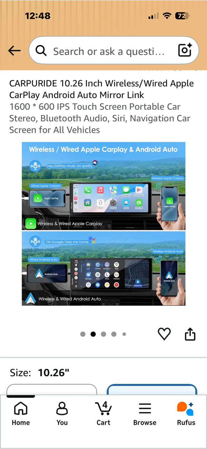 CARPURIDE 10.26 Inch Wireless/Wired Apple CarPlay Android Auto - photo 3