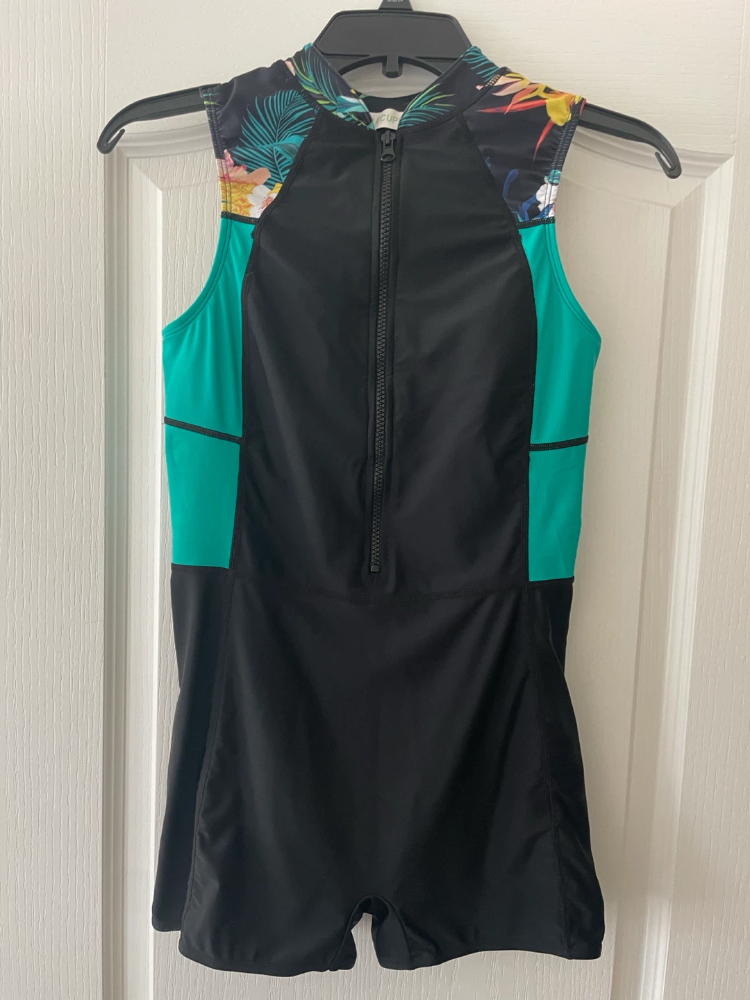 Ecupper floral zip up one piece swimsuit rash guard - photo 4