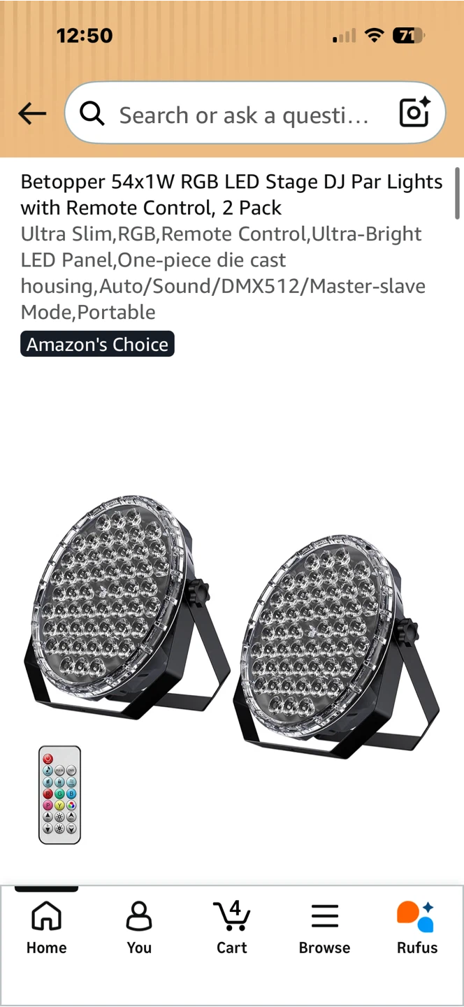 Betopper 54x1W RGB LED Stage DJ Par Lights, 2 Pack - photo 2