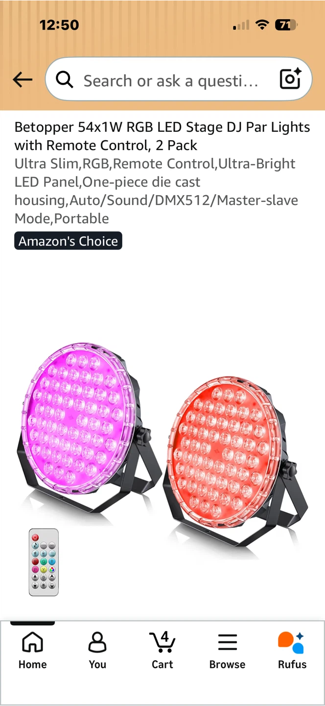Betopper 54x1W RGB LED Stage DJ Par Lights, 2 Pack - photo 3