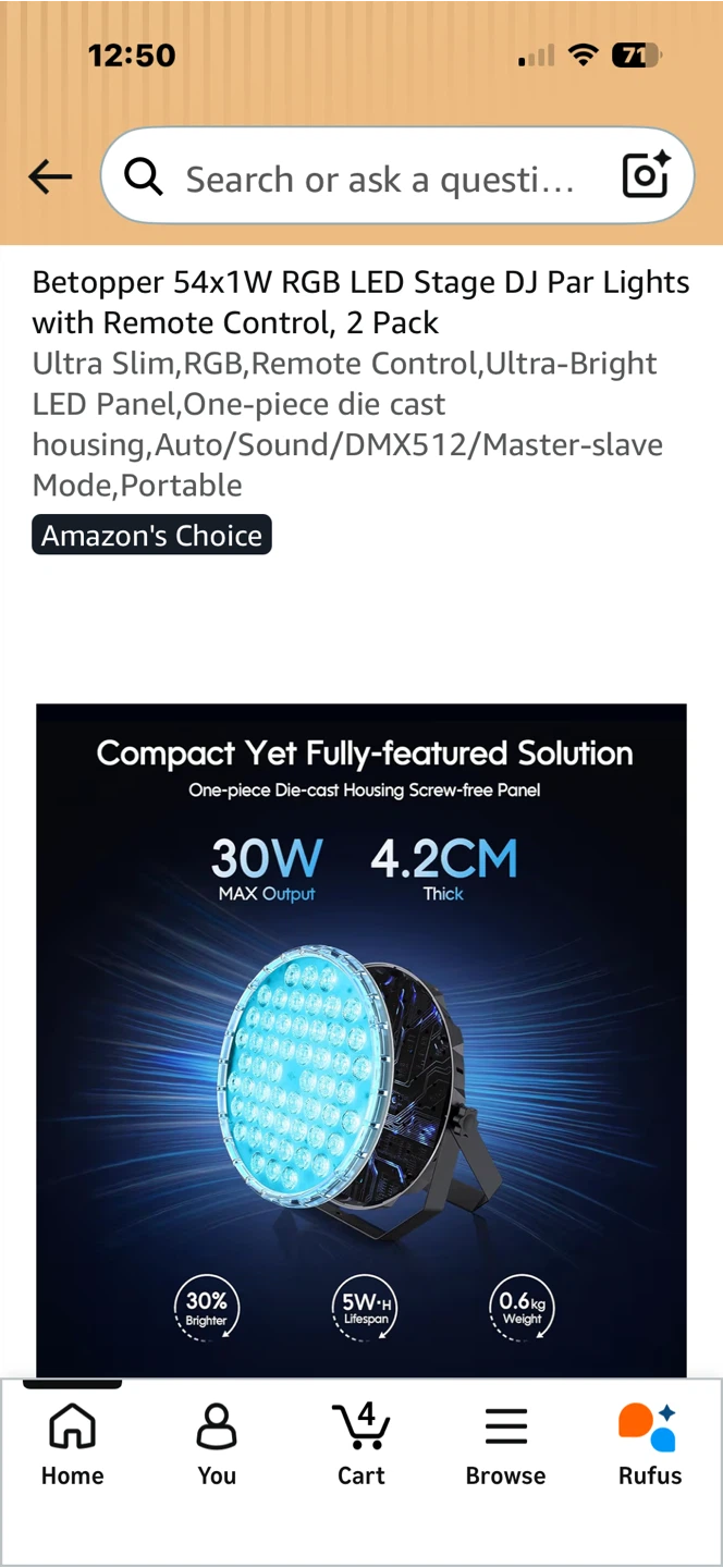 Betopper 54x1W RGB LED Stage DJ Par Lights, 2 Pack - photo 4