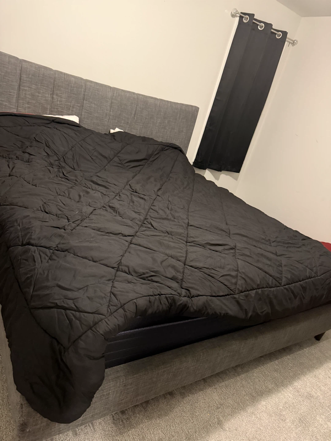 Grey Upholstered Queen Bed Frame