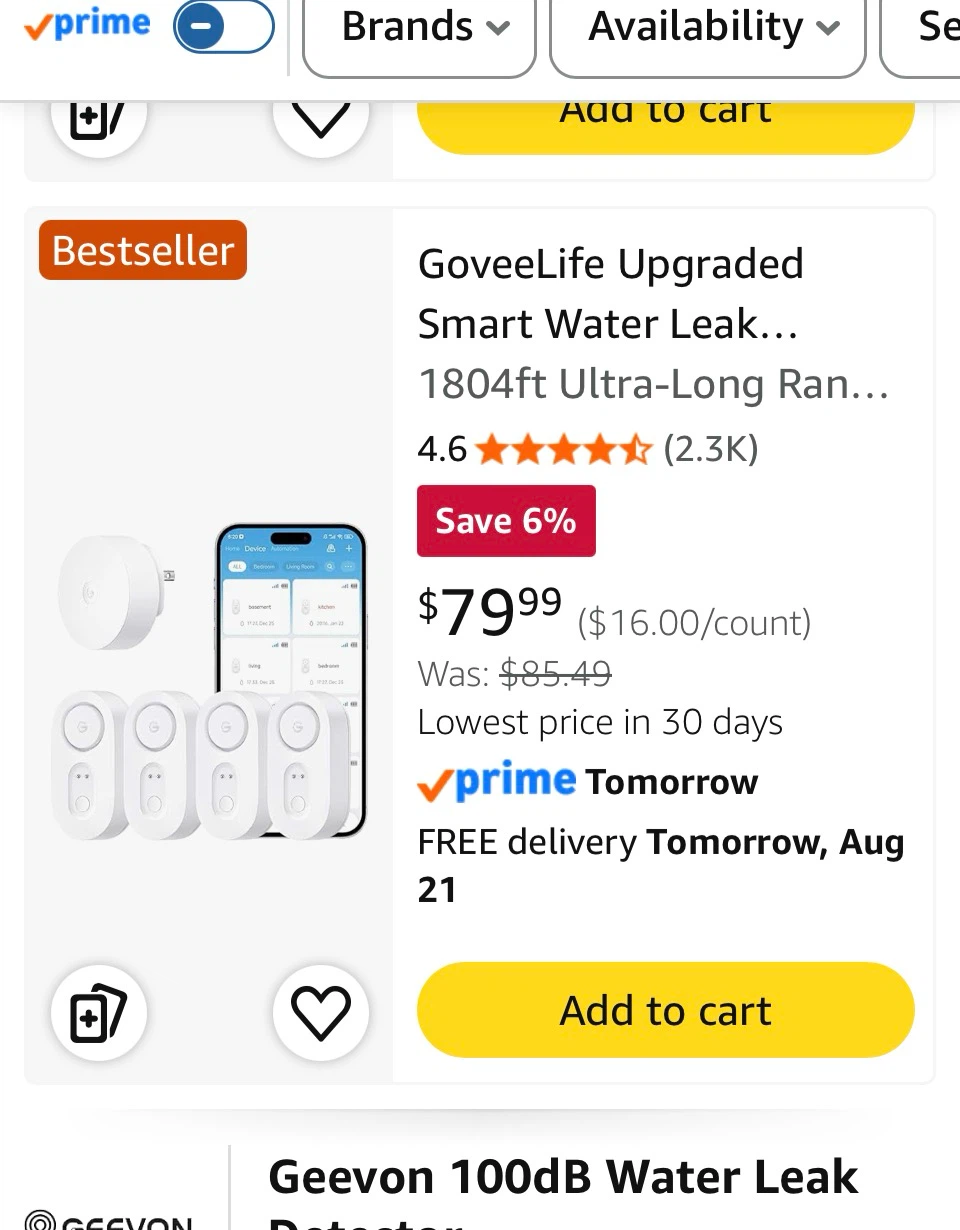 GoveeLife Upgraded Smart Water Leak Detector  4 Pack