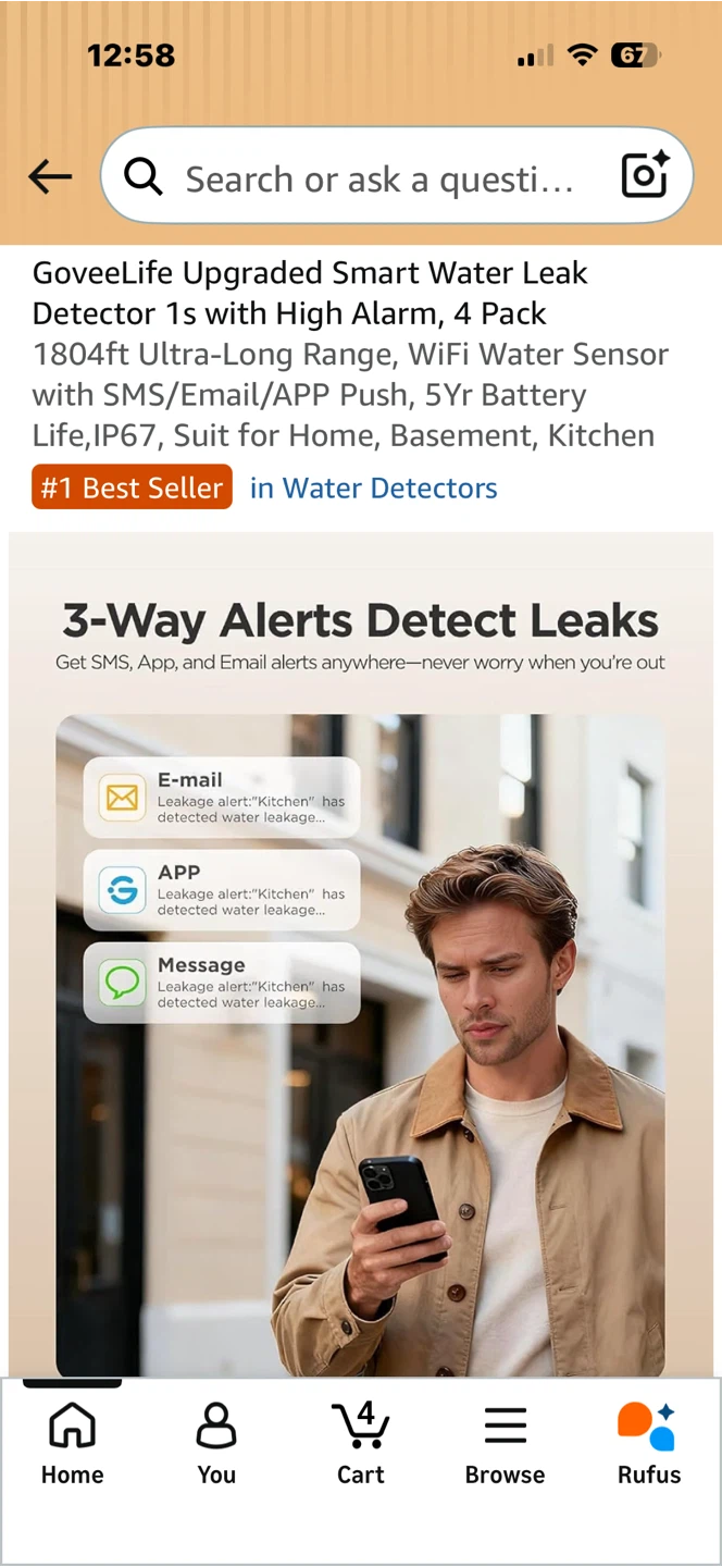 GoveeLife Upgraded Smart Water Leak Detector  4 Pack - photo 3