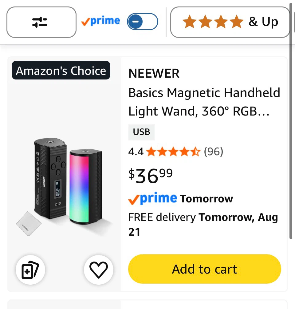 NEEWER Basics Magnetic Handheld RGB Mini LED Video Light Wand