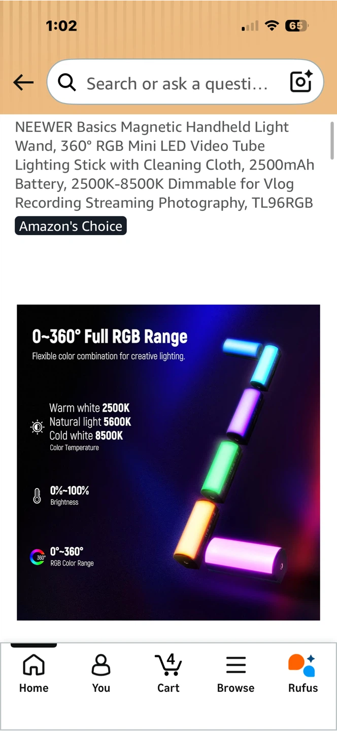 NEEWER Basics Magnetic Handheld RGB Mini LED Video Light Wand - photo 3