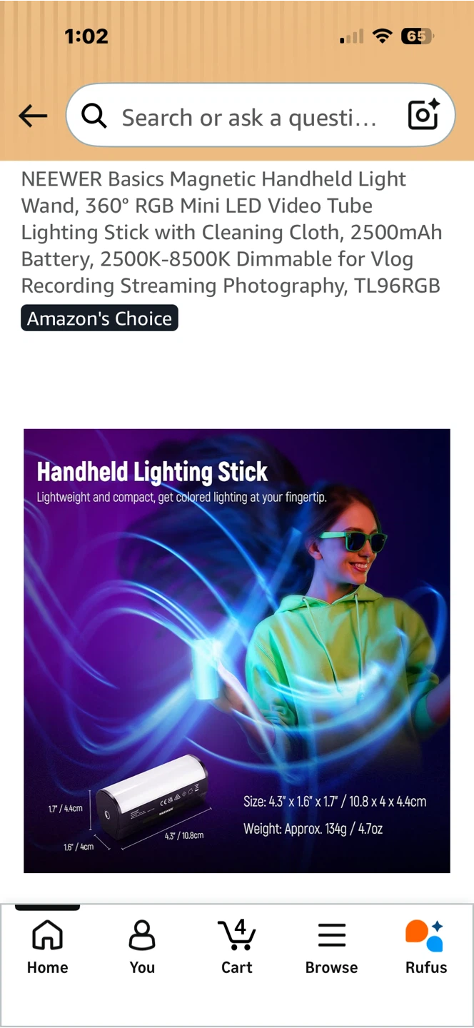 NEEWER Basics Magnetic Handheld RGB Mini LED Video Light Wand - photo 4