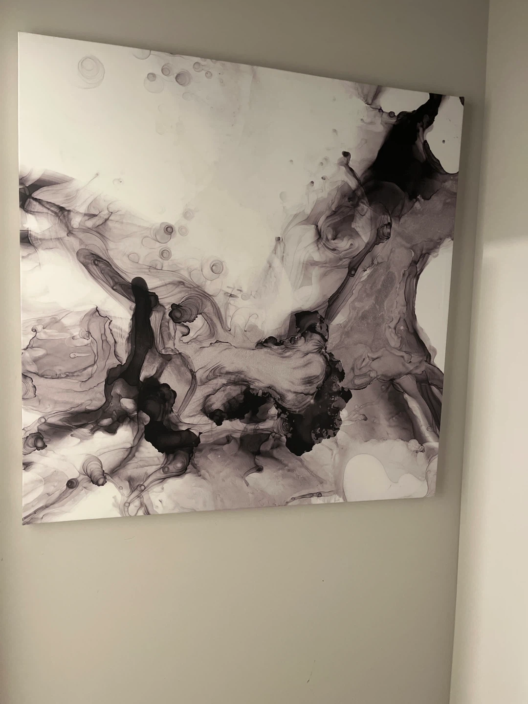 4’x4’ black gray white ABSTRACT ART