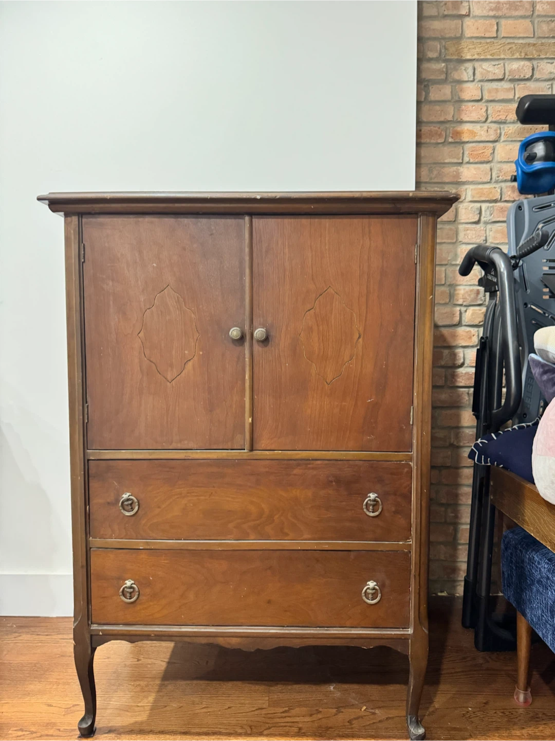 Vintage Wooden Cabinet with Drawers