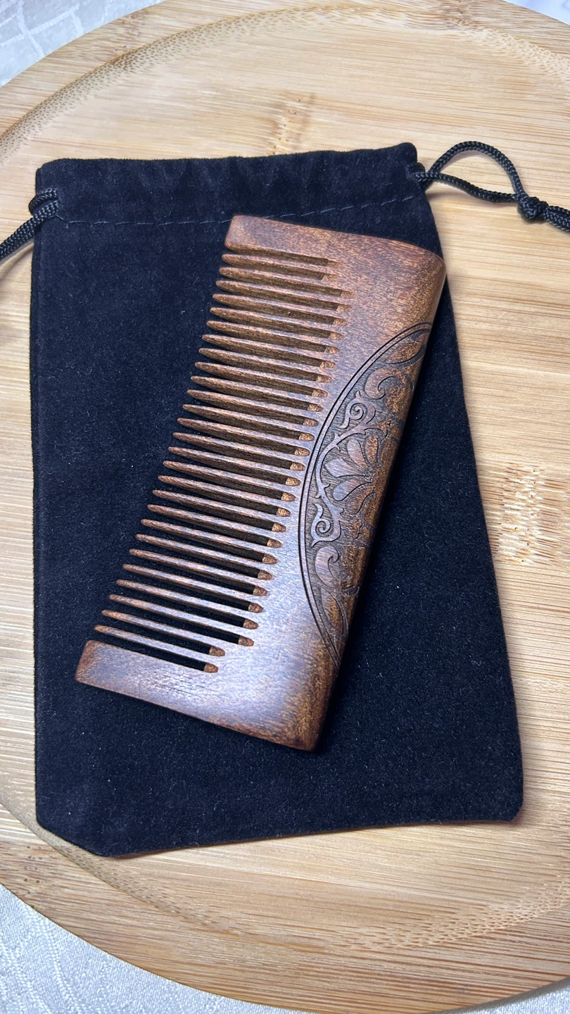 Hand-carved comb natural ebony wood
