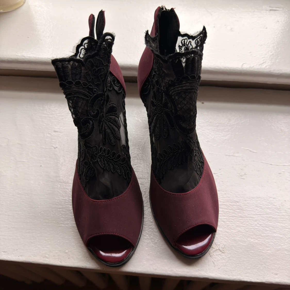Women's Lace Booties - Burgundy