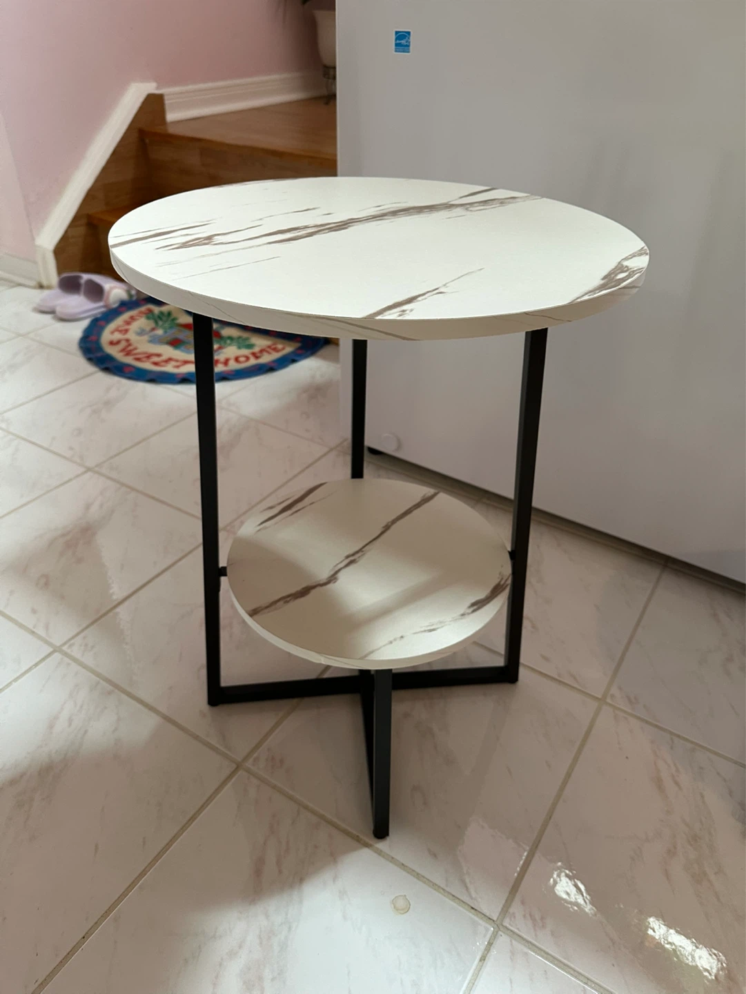 Two-Tier Faux Marble Side Table-Brand New - photo 3