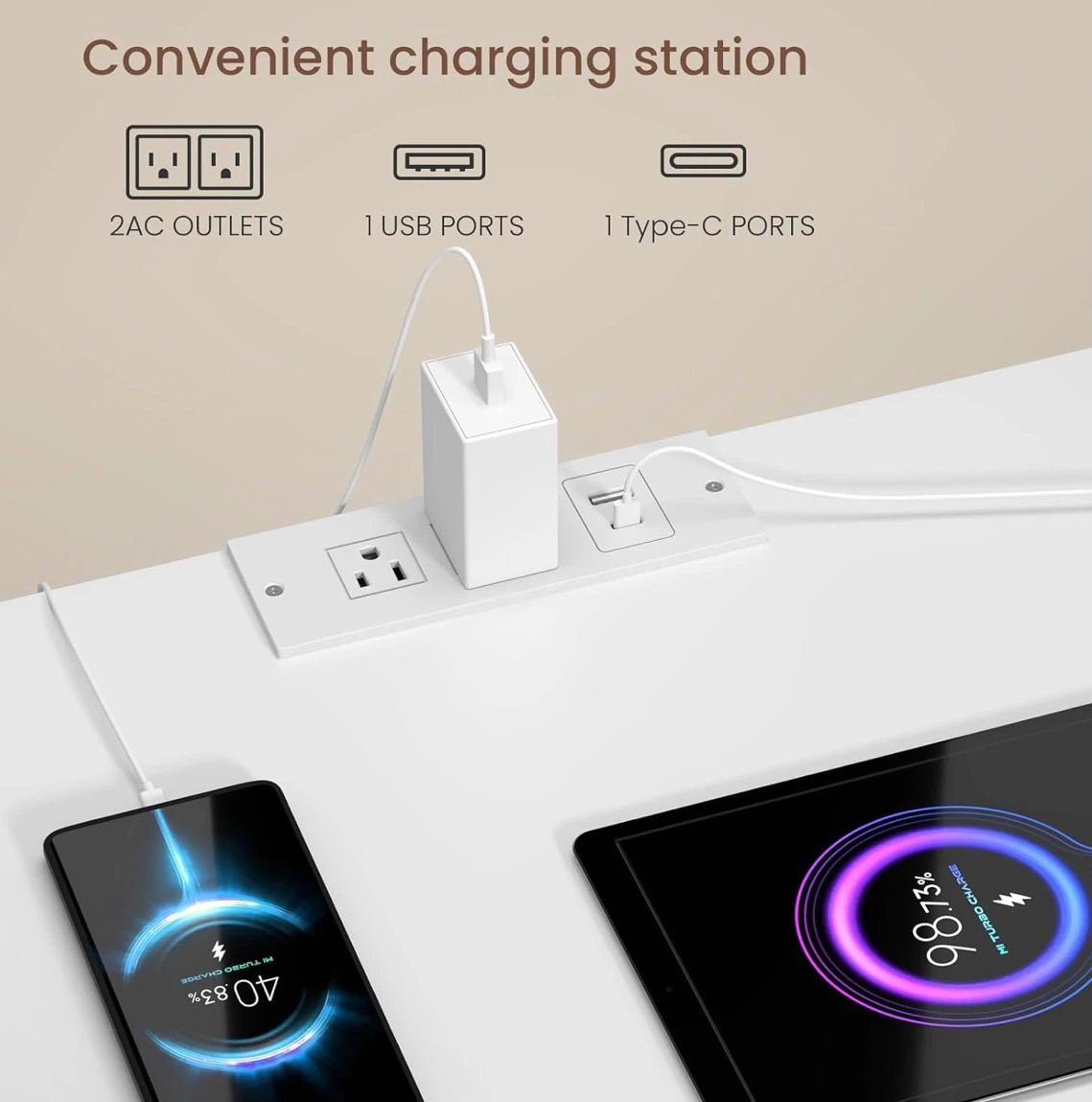 White 4-Drawer Nightstand with Charging Station - photo 4