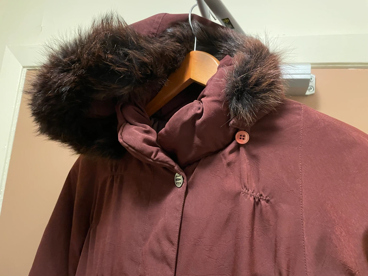 Maroon Puffer Winter Coat with Fur Hood - photo 4