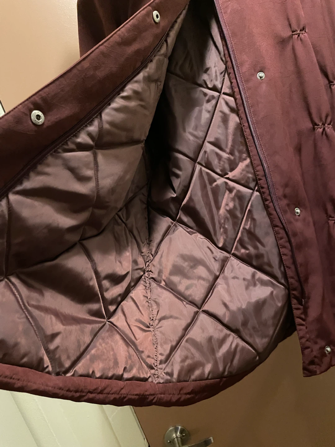 Maroon Puffer Winter Coat with Fur Hood - photo 5