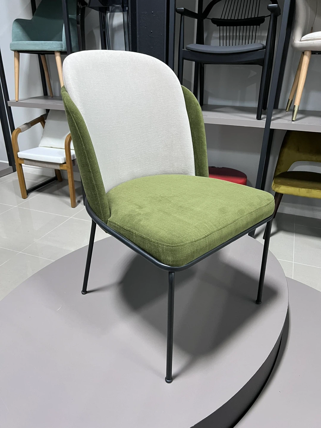 Modern Accent Chair - Green and Cream