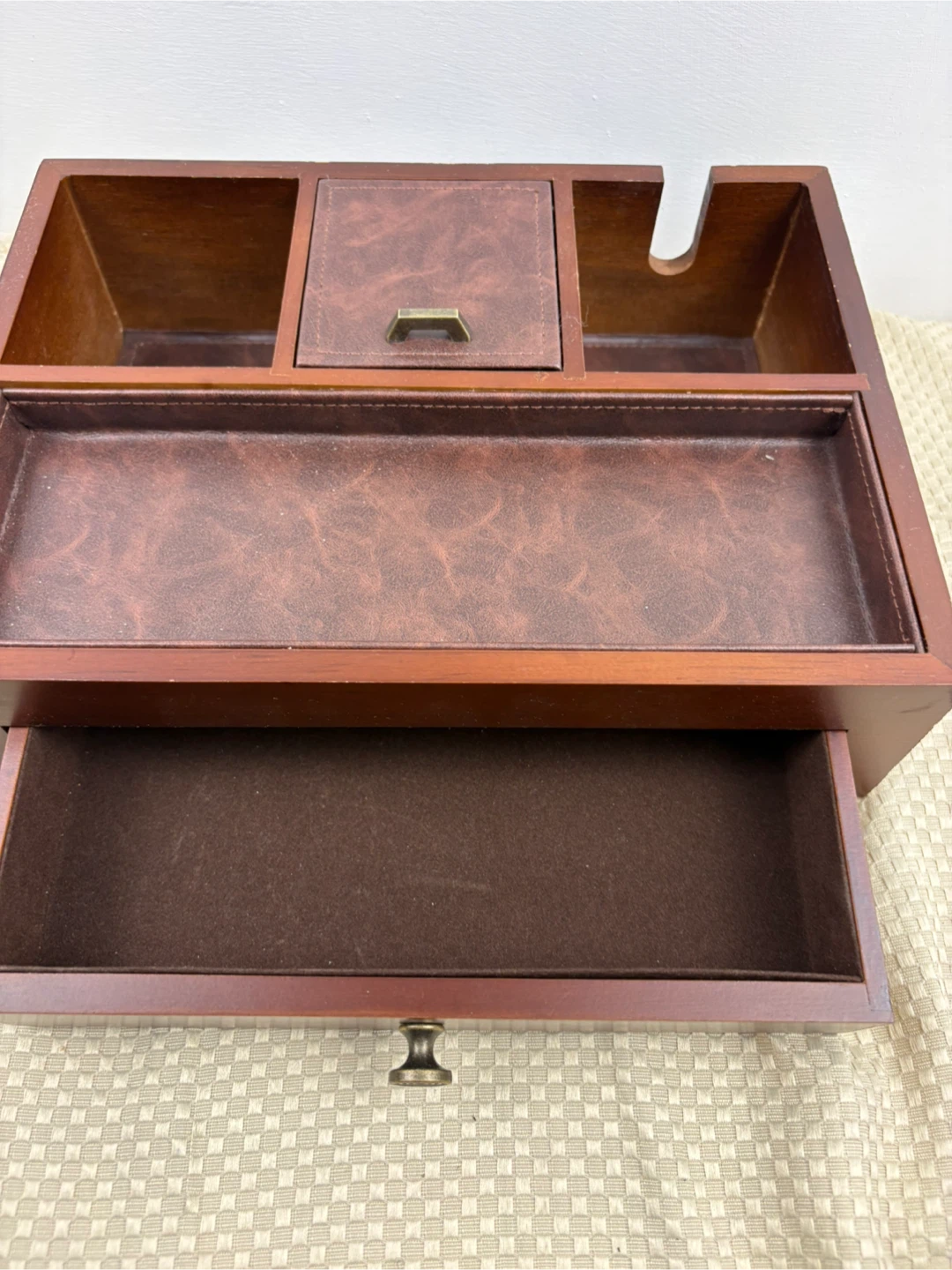 Wooden Desk Organizer with Drawer - photo 2