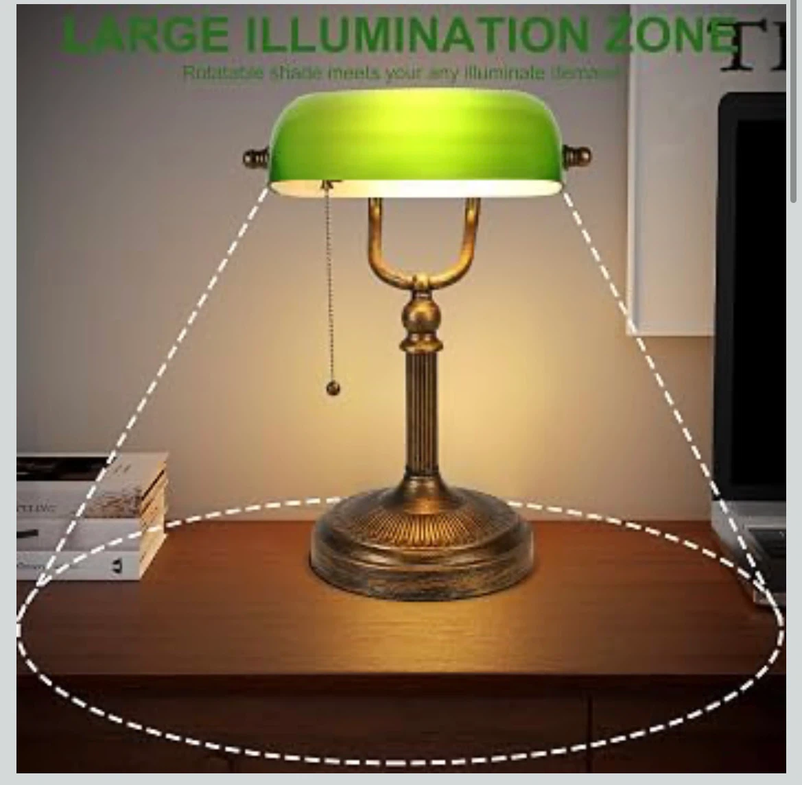 Green Glass Banker's Lamp - photo 3