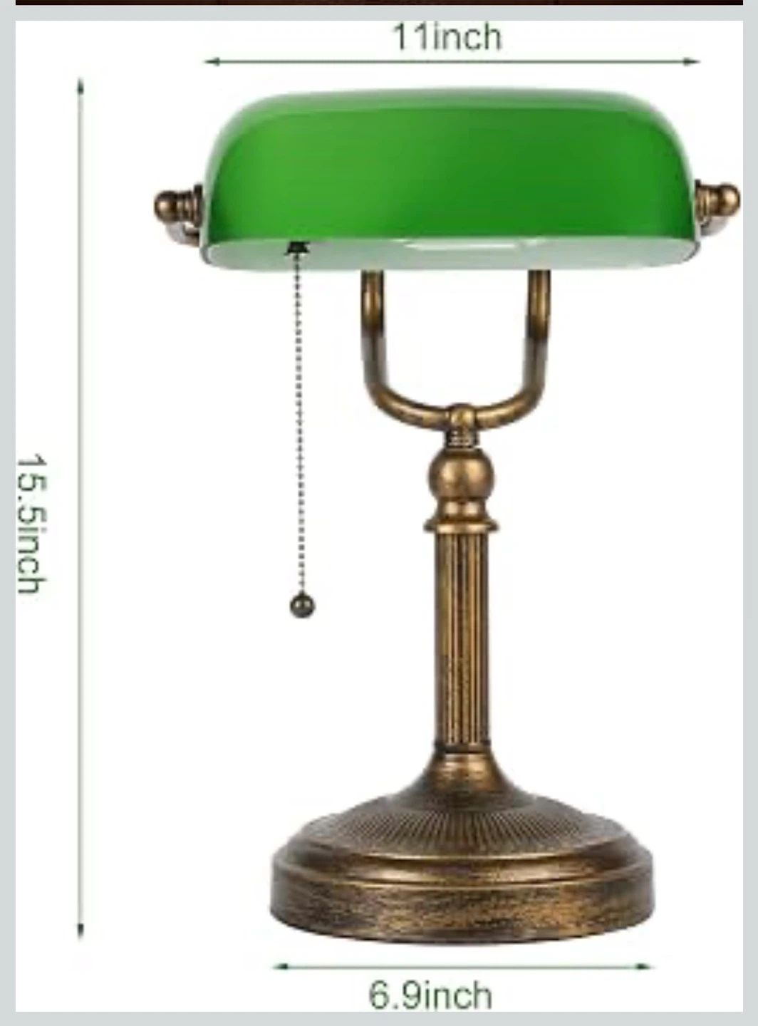 Green Glass Banker's Lamp - photo 4