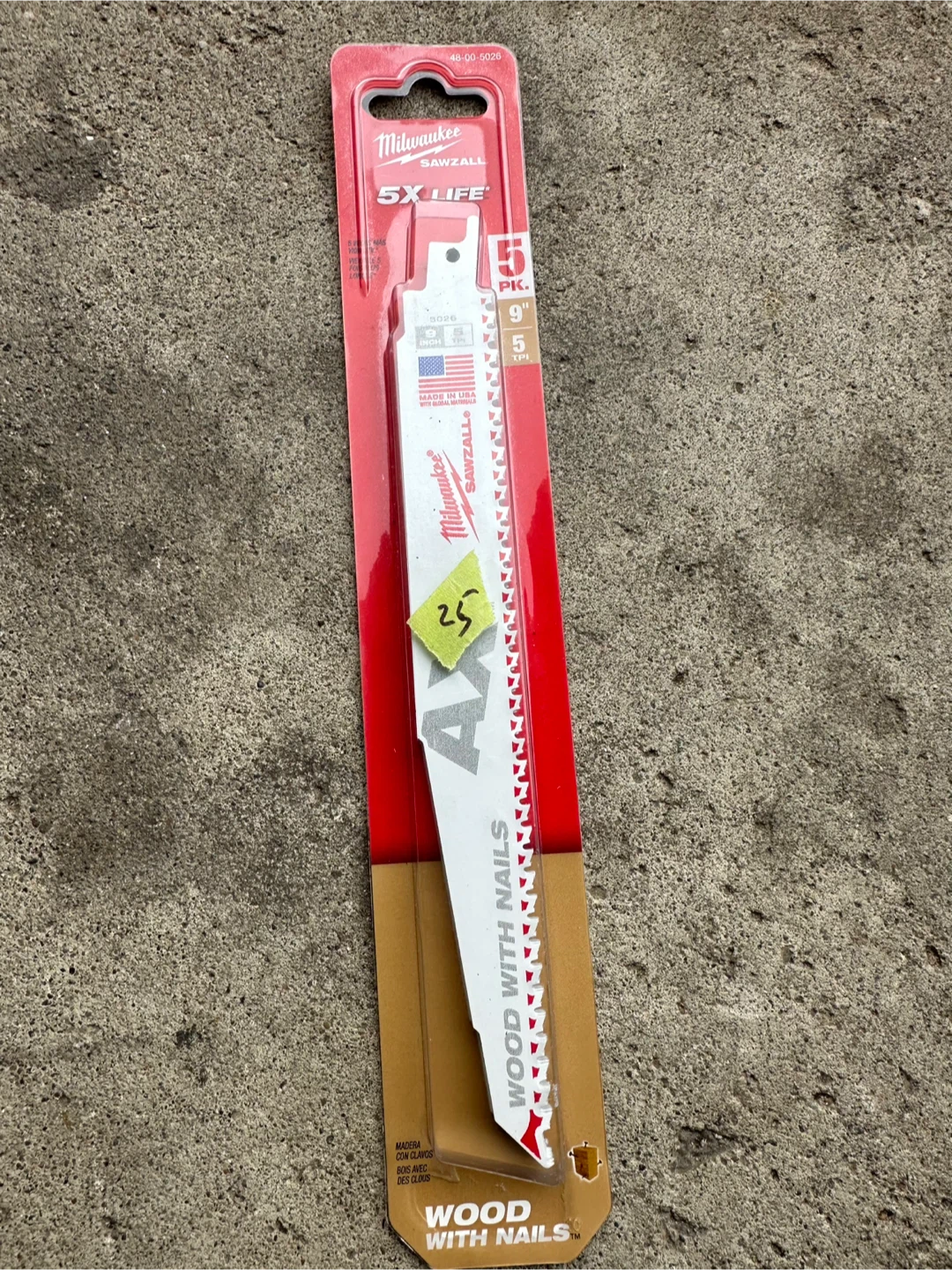 Milwaukee Sawzall Reciprocating Saw Blade - Wood with Nails