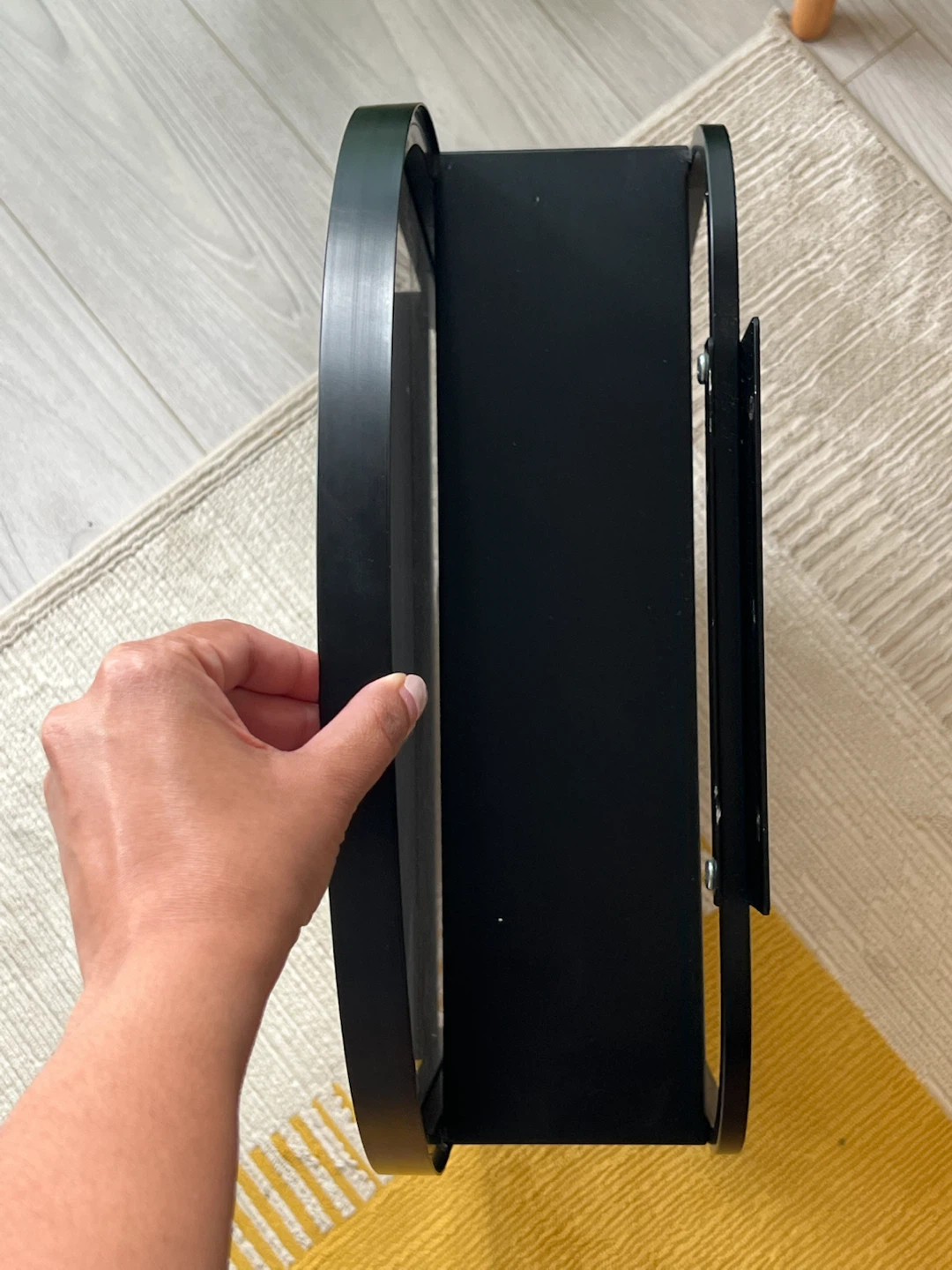 Black Oval Wall Mirror with Shelf - photo 3