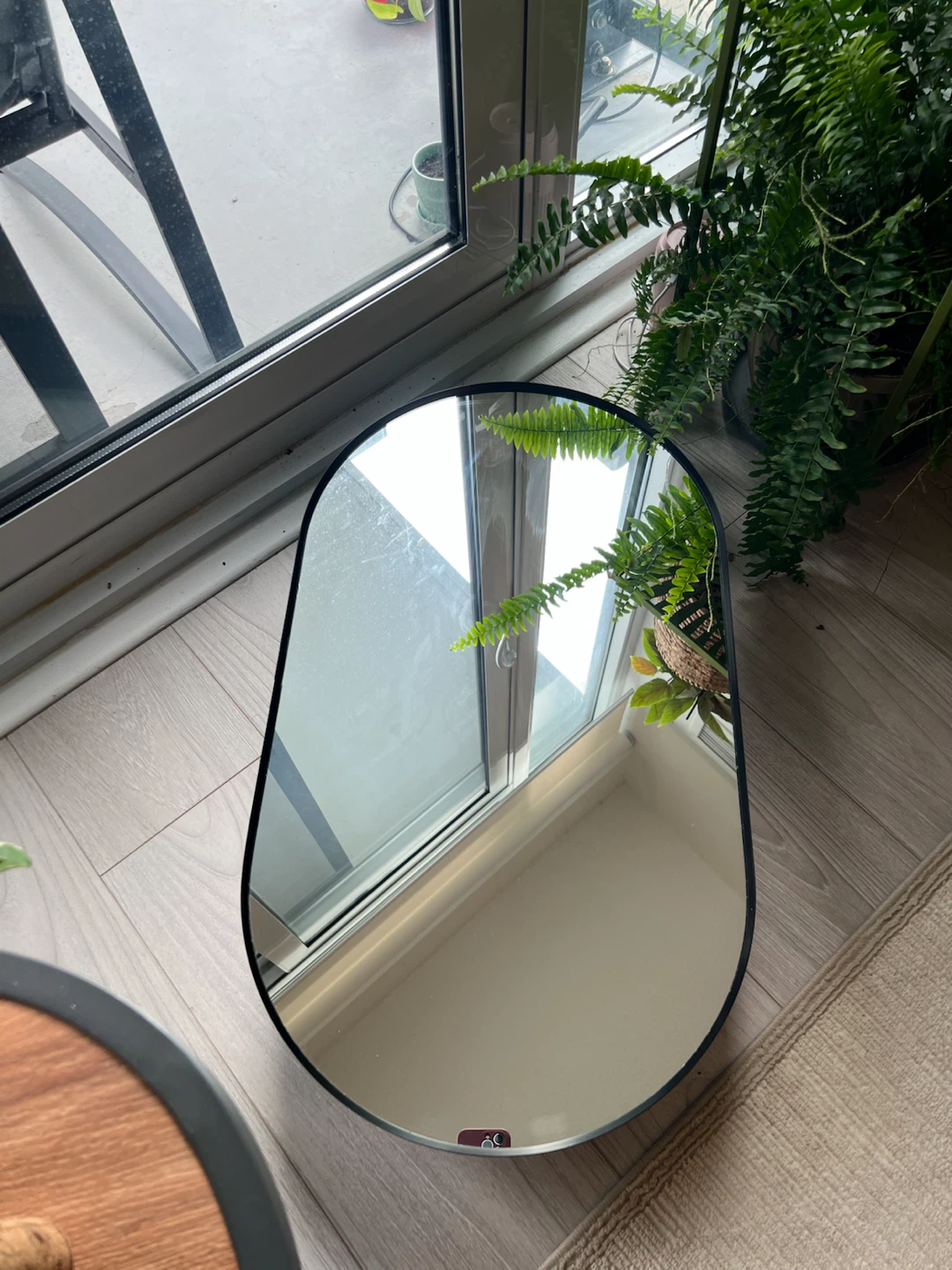 Black Oval Wall Mirror with Shelf - photo 4