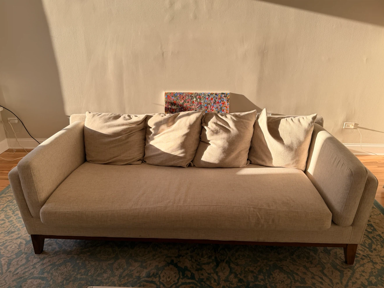 Cream Mid-Century Modern Sofa