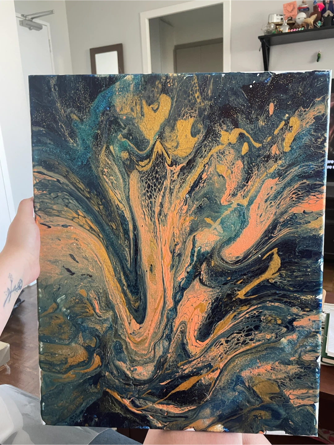 Abstract Pour Painting 20x16