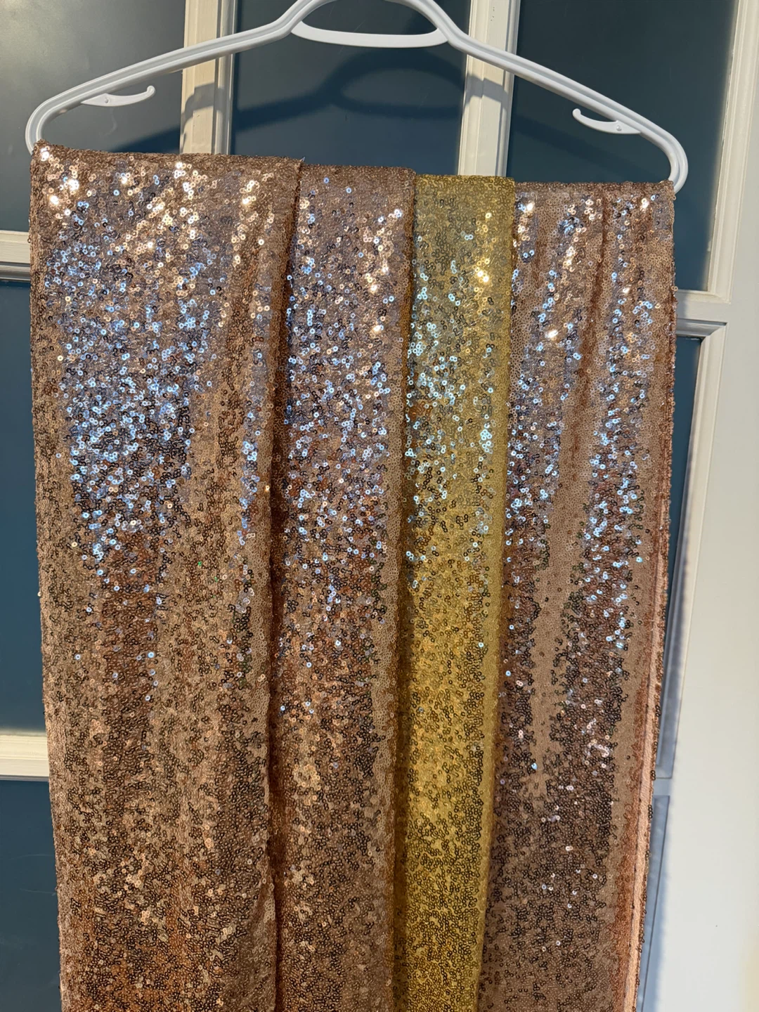 Sequin Fabric Backdrop - Rose Gold & Gold, each $6