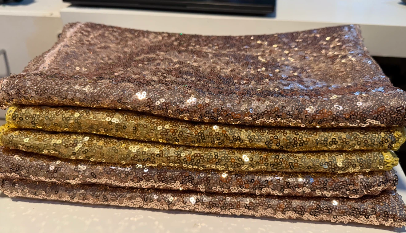 Sequin Fabric Backdrop - Rose Gold & Gold, each $6 - photo 2