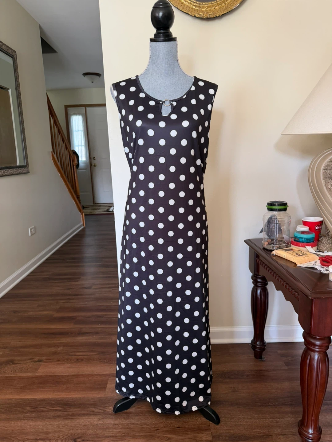 Black & White Polka Dot Maxi Dress - Size XXL