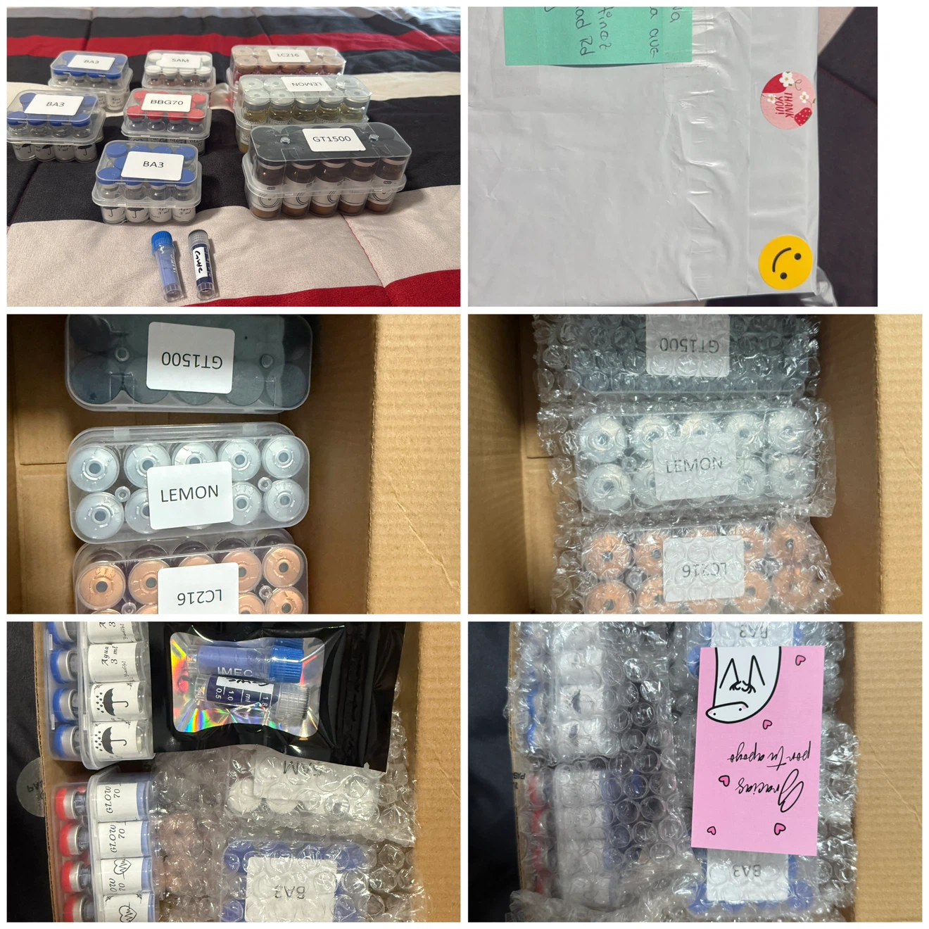 Various Vials - GT1500, LEMON, LC216, BA3, BBG70, SAM