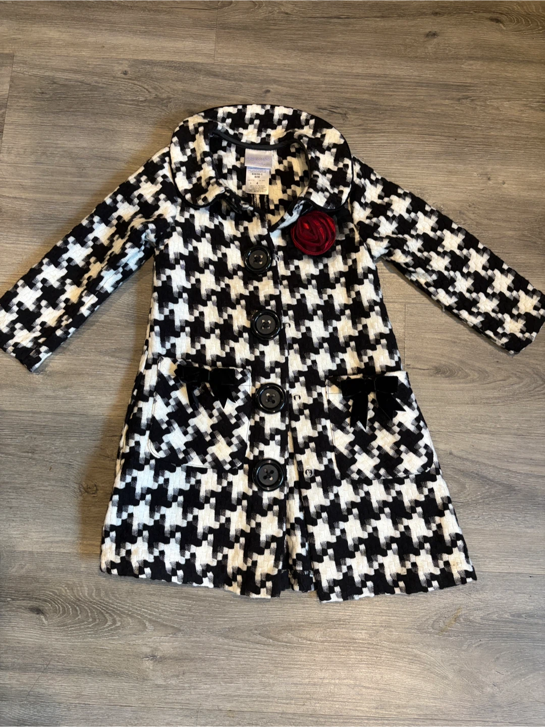 Blueberi Boulevard Houndstooth Girl's Coat Size 6X
