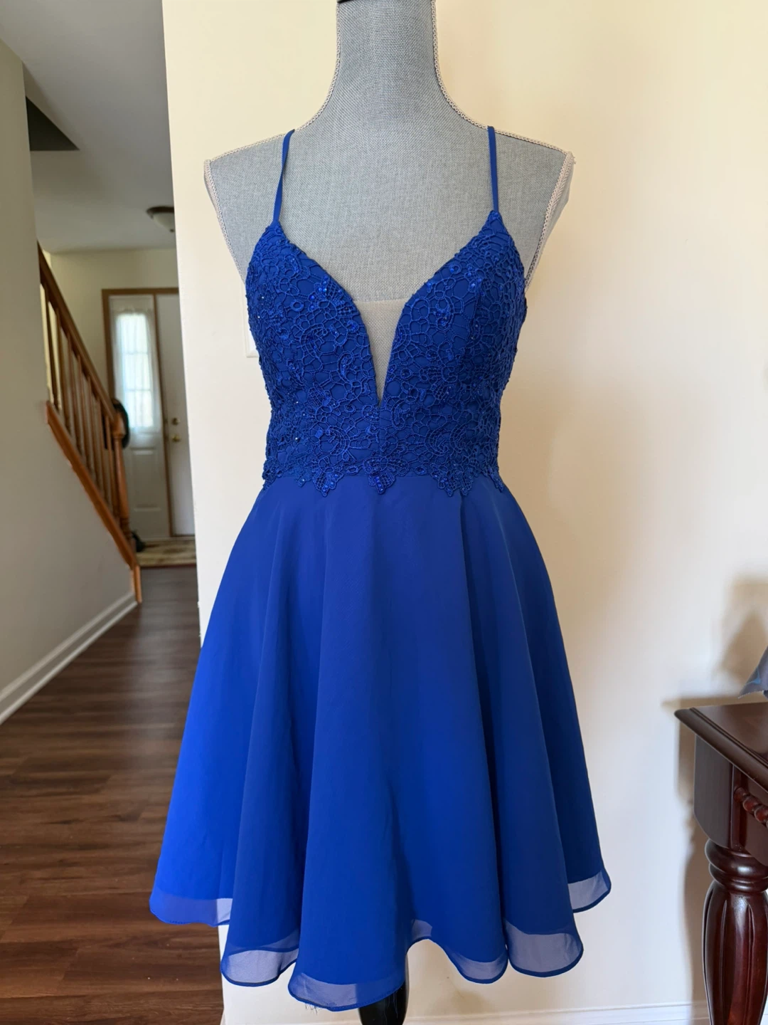 Alyce Paris Royal Blue Lace & Chiffon Dress Size 00
