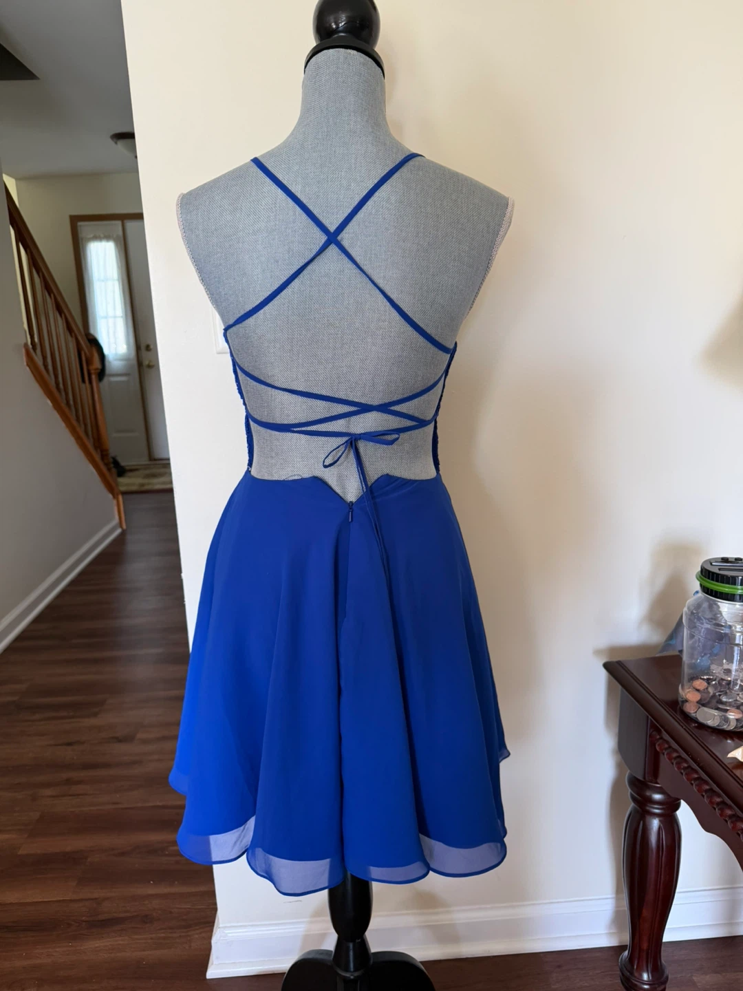 Alyce Paris Royal Blue Lace & Chiffon Dress Size 00 - photo 2