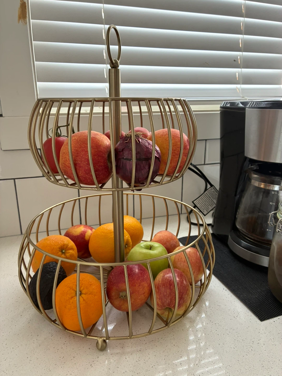 2-Tier Gold Fruit Basket