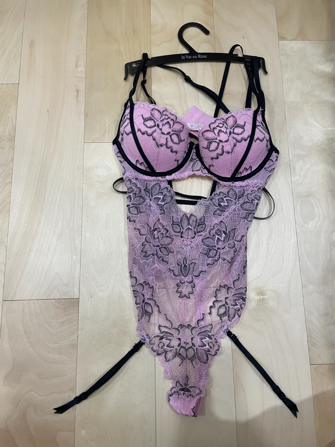 La Vie en Rose Pink Lace Bodysuit