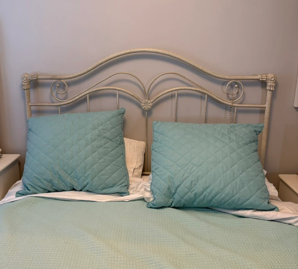 White Metal Bed Frame with Headboard and Footboard - photo 4