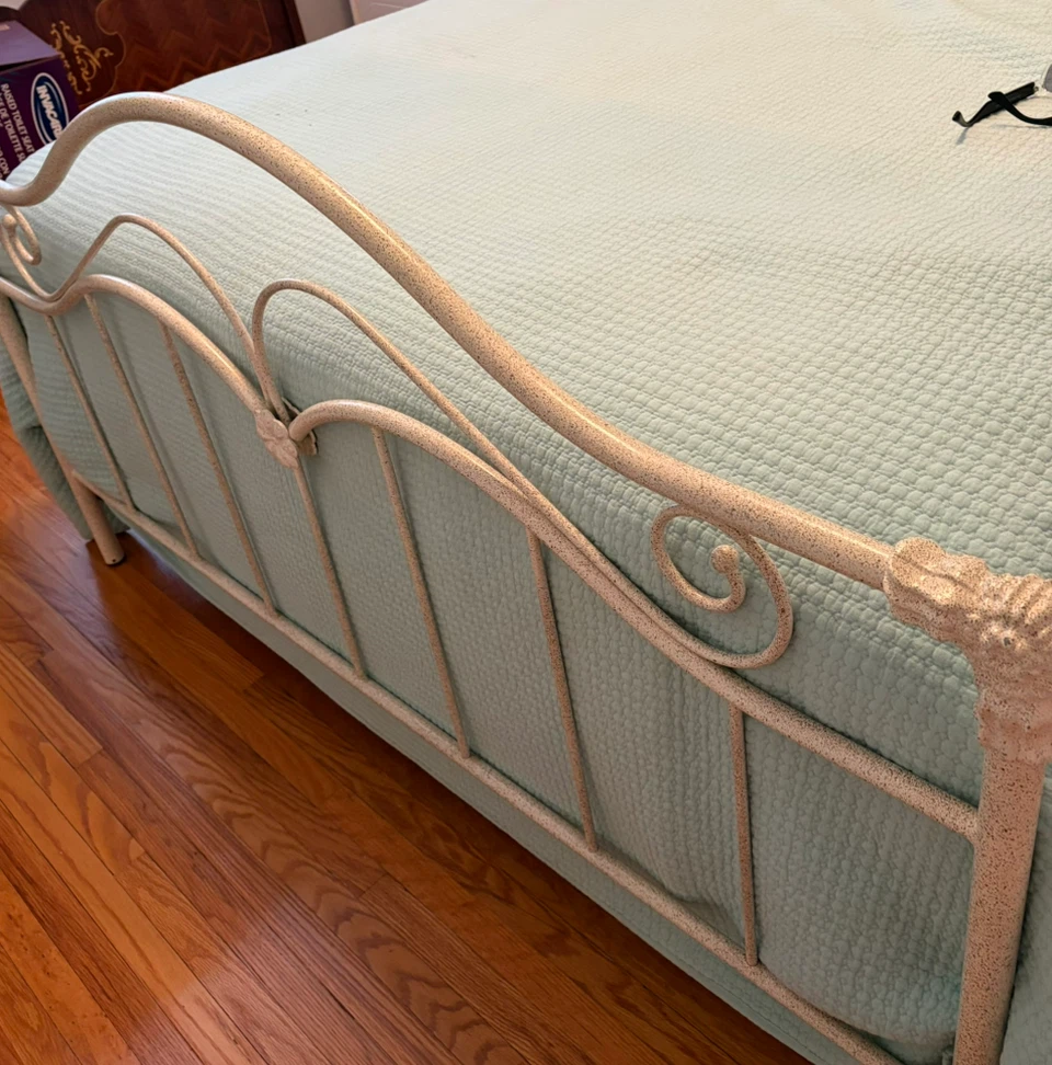 White Metal Bed Frame with Headboard and Footboard - photo 5